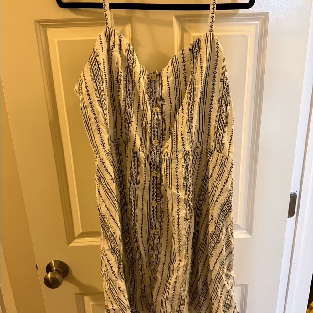 Old Navy Cream and Blue Striped Mini Dress
